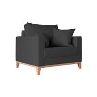 Kit 2 Poltronas Beny Para Recepção Com 2 Almofadas Veludo Cinza Base Em Madeira Maciça - 3