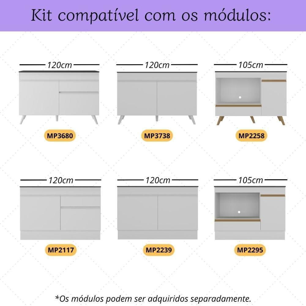 Kit 5 Pés Palito Retrô Para Balcão 120cm-balcão 105cm Veneza Multimóveis Mp3078 Branco - 2