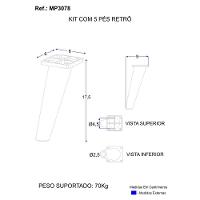Kit 5 Pés Palito Retrô Para Balcão 120cm-balcão 105cm Veneza Multimóveis Mp3078 Branco - 3