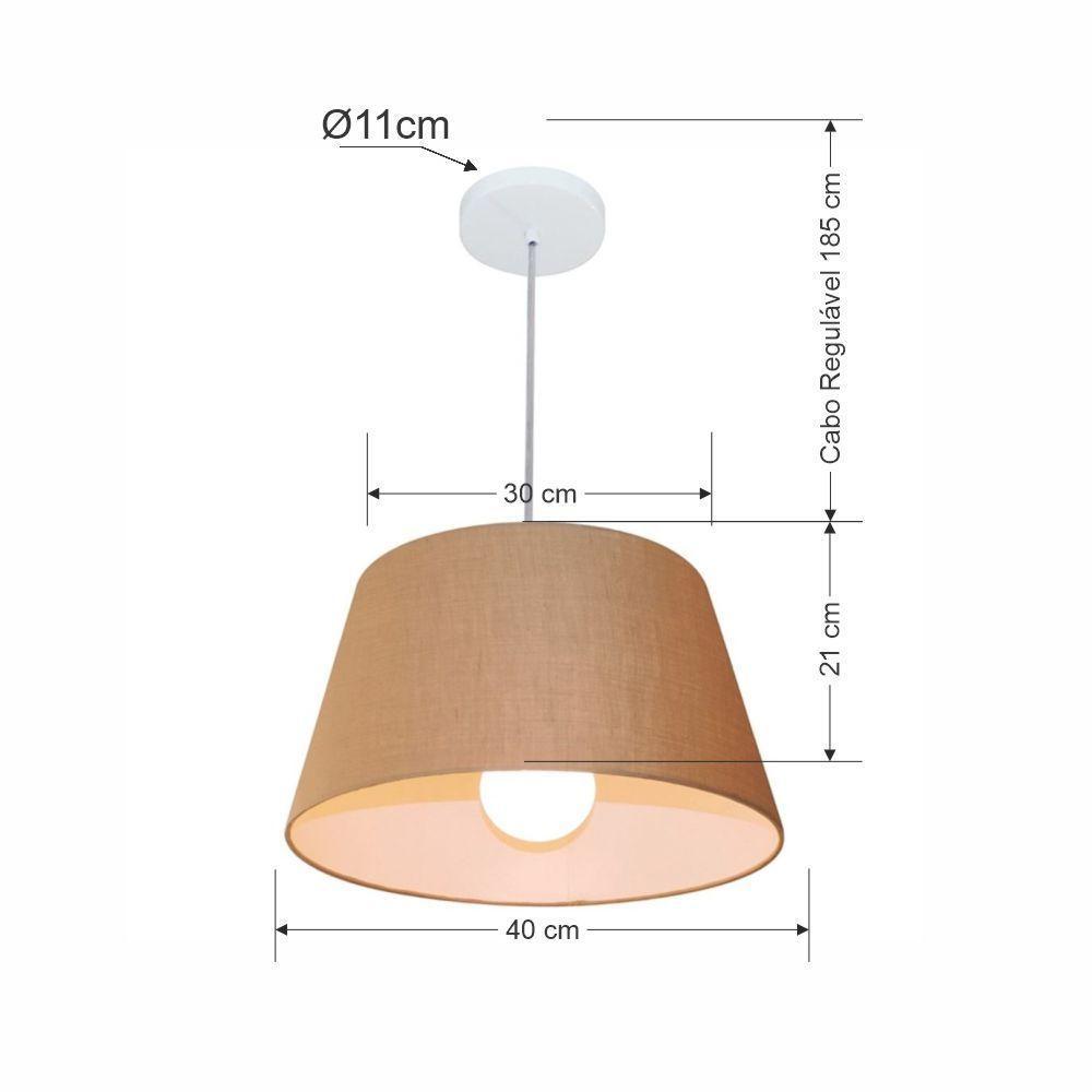 Lustre Pendente Cone Md-4039 Cúpula Em Tecido 21/40x30cm Palha - Bivolt - 2