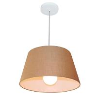 Lustre Pendente Cone Md-4039 Cúpula Em Tecido 21/40x30cm Palha - Bivolt - 1