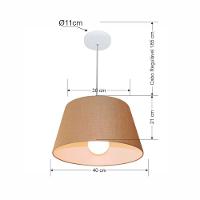 Lustre Pendente Cone Md-4039 Cúpula Em Tecido 21/40x30cm Palha - Bivolt - 2