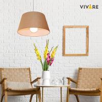 Lustre Pendente Cone Md-4039 Cúpula Em Tecido 21/40x30cm Palha - Bivolt - 3