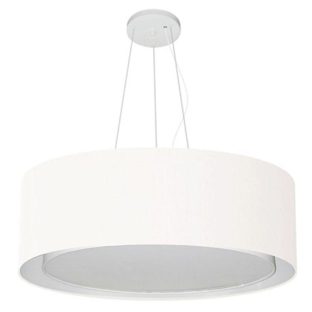 Lustre Pendente Cilíndrico Duplo Md-4125 Cúpula Em Tecido 60x25cm Branco - Bivolt - 1