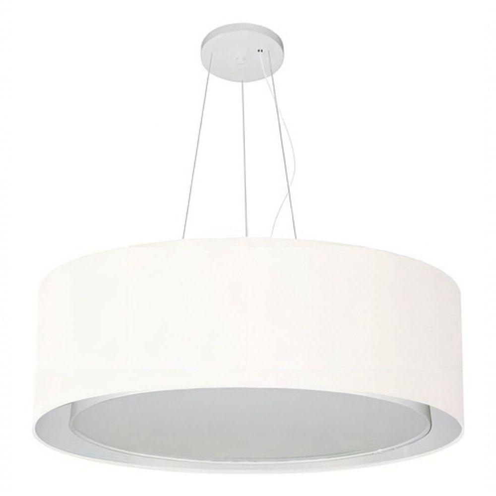 Lustre Pendente Cilíndrico Duplo Md-4125 Cúpula Em Tecido 60x25cm Branco - Bivolt - 3