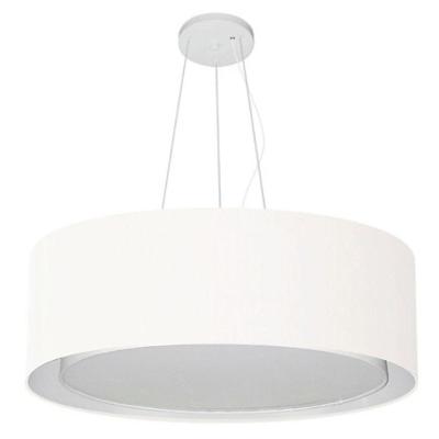 Lustre Pendente Cilíndrico Duplo Md-4125 Cúpula Em Tecido 60x25cm Branco - Bivolt
