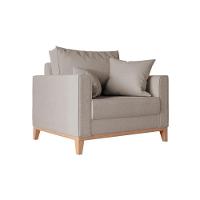 Kit 2 Poltronas Beny Decorativa Com 2 Almofadas Linho Bege Base Em Madeira Maciça - 3