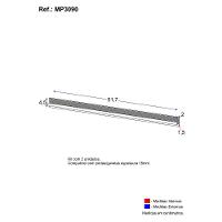 Kit 2 Puxadores 51,7cm Para Armário Cozinha Aéreo 105cm Veneza Multimóveis Mp3090 Branco - 3