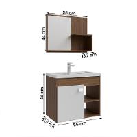 Gabinete Armário Para Banheiro Bia Com Cuba E Espelheira Amendoa/branco - 3