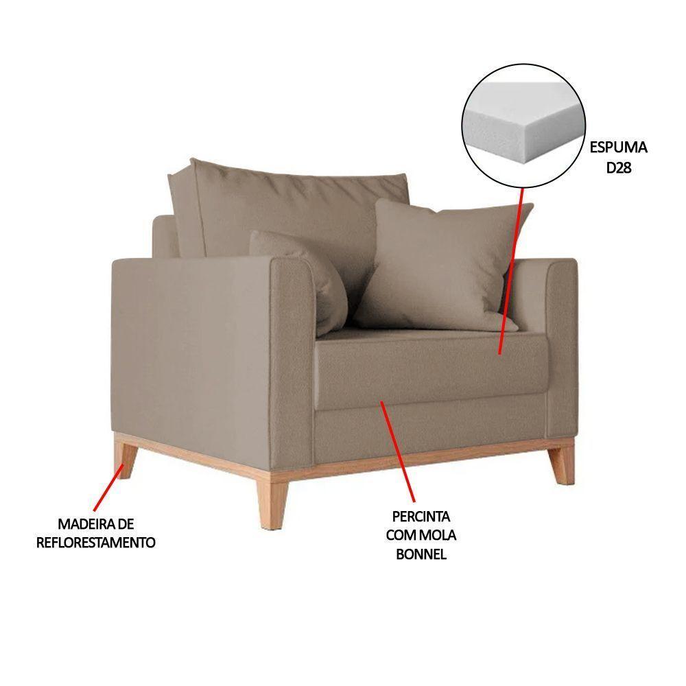 Kit 2 Poltronas Beny Amamentação Com 2 Almofadas Base Em Madeira Maciça Tecido Veludo Bege - 5