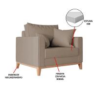 Kit 2 Poltronas Beny Amamentação Com 2 Almofadas Base Em Madeira Maciça Tecido Veludo Bege - 5