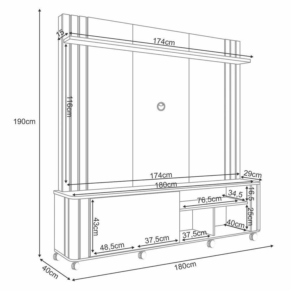 Estante Home Theater Trinus Castanho-off White Para Tv Até 70? - Hb Móveis Castanho-off White - 6