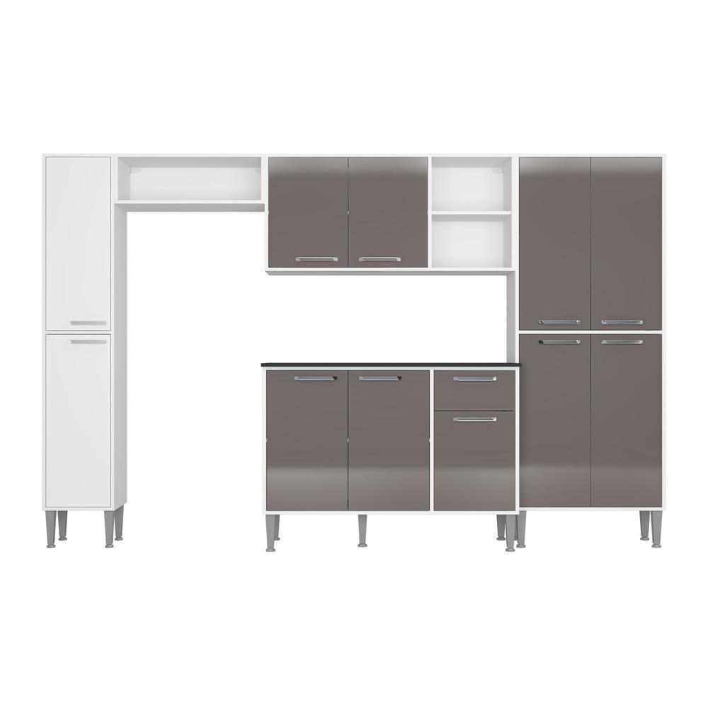 Cozinha Compacta Multimóveis Xangai Classic Fg3280 Com Armário E Balcão Branca/lacca Fumê - 9
