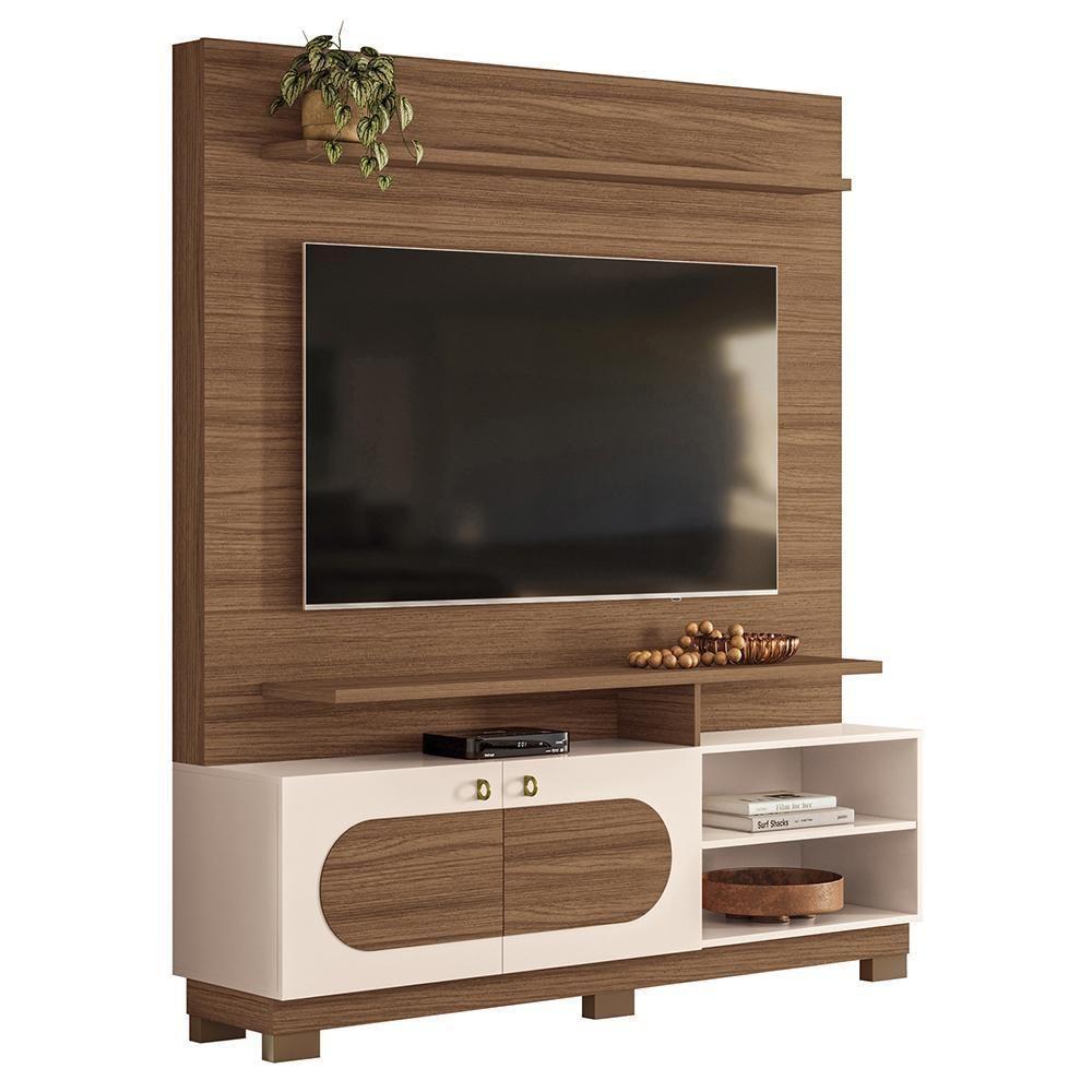 Estante Home Theater Axis Castanho-off White Para Tv Até 60? - Hb Móveis Castanho-off White - 1