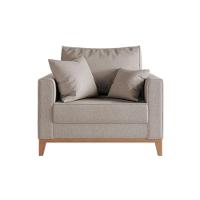 Kit 2 Poltronas Beny Amamentação Com 2 Almofadas Base Em Madeira Maciça Tecido Linho Bege