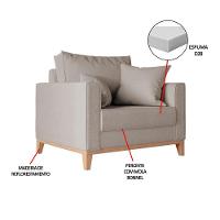 Kit 2 Poltronas Beny Amamentação Com 2 Almofadas Base Em Madeira Maciça Tecido Linho Bege - 5