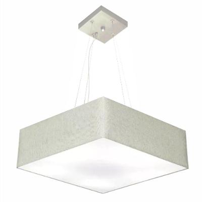 Lustre Pendente Quadrado Md-4137 Cúpula Em Tecido 15/70x70cm Rustico Cinza - Bivolt
