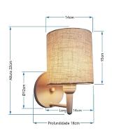 Kit/2 Arandela Cilíndrica Md-2009 Base Branco Cúpula Em Tecido 14x15cm Rustico Bege - Bivolt - 3