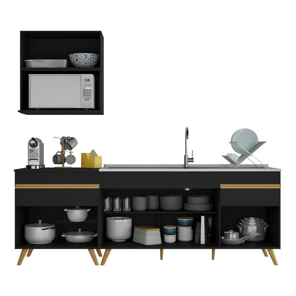 Cozinha Compacta Veneza Gb Mp2075 Com Armário E Balcão Preta - 5