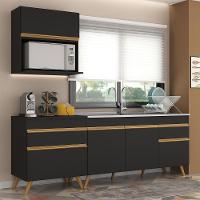 Cozinha Compacta Veneza Gb Mp2075 Com Armário E Balcão Preta