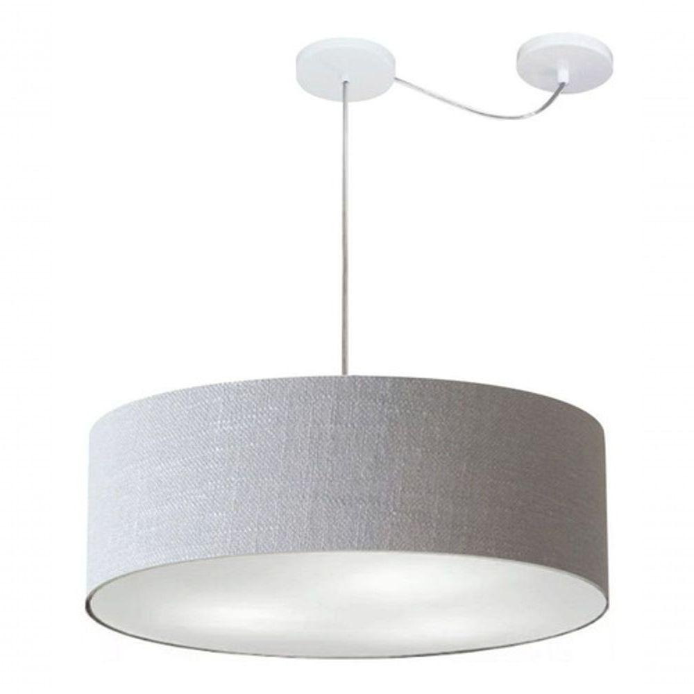 Lustre Pendente Cilíndrico Com Desvio De Centro Md-4259 Cúpula Em Tecido 50x15cm Rustico Cinza - Bivolt - 5