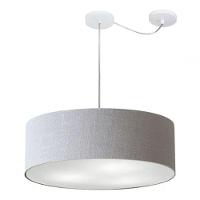 Lustre Pendente Cilíndrico Com Desvio De Centro Md-4259 Cúpula Em Tecido 50x15cm Rustico Cinza - Bivolt - 3