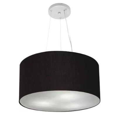Lustre Pendente Cilíndrico Vivare Md-4186 Cúpula Em Tecido 45x25cm - Bivolt Preto 127/220v