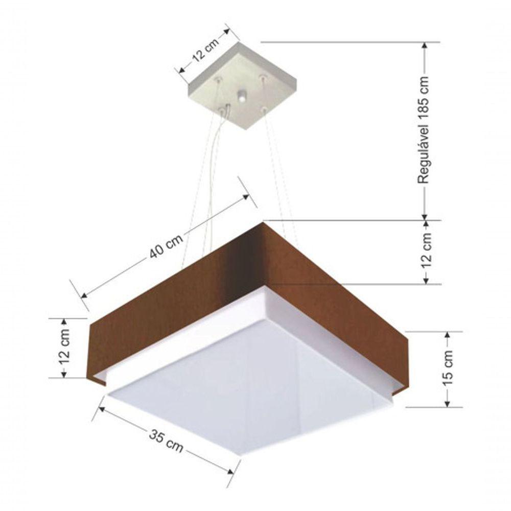 Lustre Para Sala De Jantar Vivare Md-4402 Cúpula Em Tecido 40x40cm Café 127/220v - 3