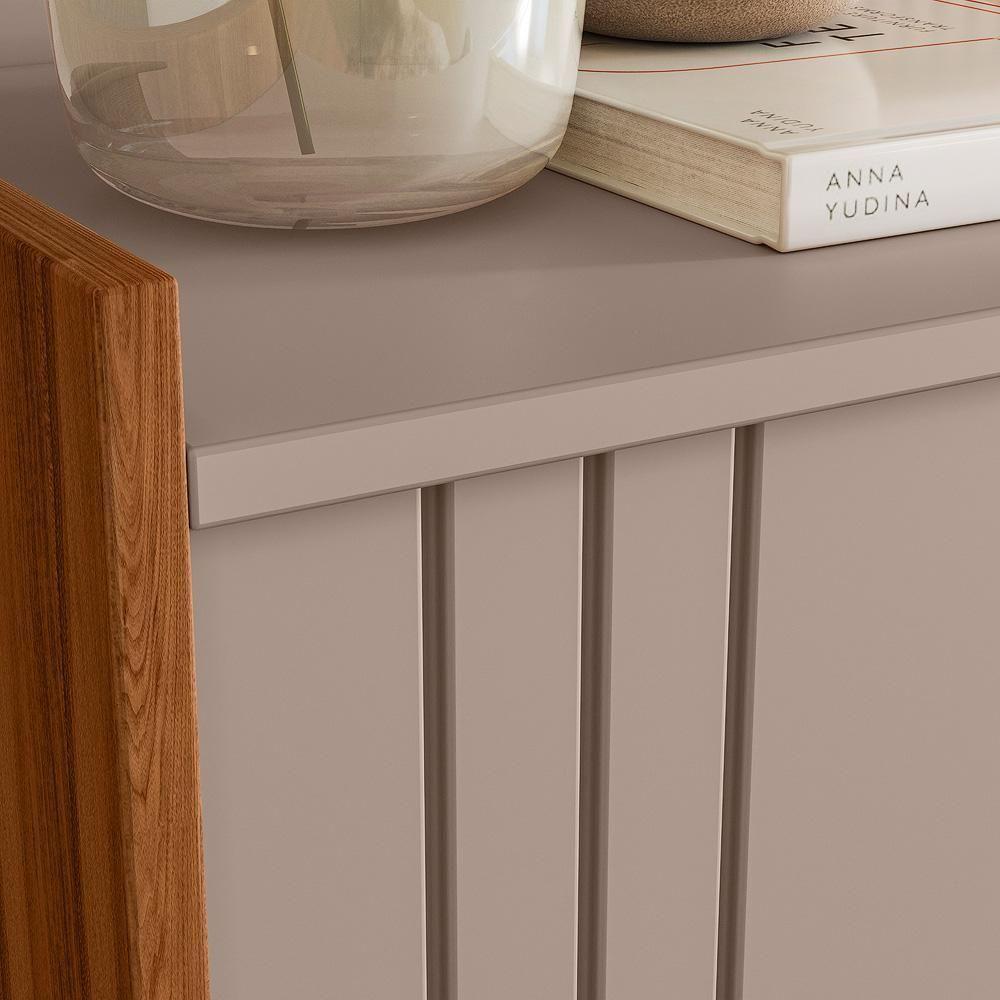 Rack Bancada New Austin 135,7cm Grigio Fosco-cinamomo Mel Para Tv Até 50 - Mobler Grigio Fosco-cinamomo Mel - 3