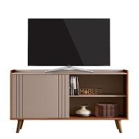 Rack Bancada New Austin 135,7cm Grigio Fosco-cinamomo Mel Para Tv Até 50 - Mobler Grigio Fosco-cinamomo Mel - 1