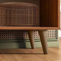 Rack Bancada New Austin 135,7cm Grigio Fosco-cinamomo Mel Para Tv Até 50 - Mobler Grigio Fosco-cinamomo Mel