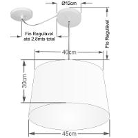 Lustre Pendente Cone Com Desvio De Centro Vivare Md-4277 Cúpula Em Tecido 40x45cm - Bivolt Rustico-bege 127/220v - 2