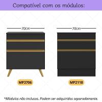 Kit Rodapé Para Balcão Cozinha 70cm Veneza Com Pés Multimóveis Mp3729 Preto - 2