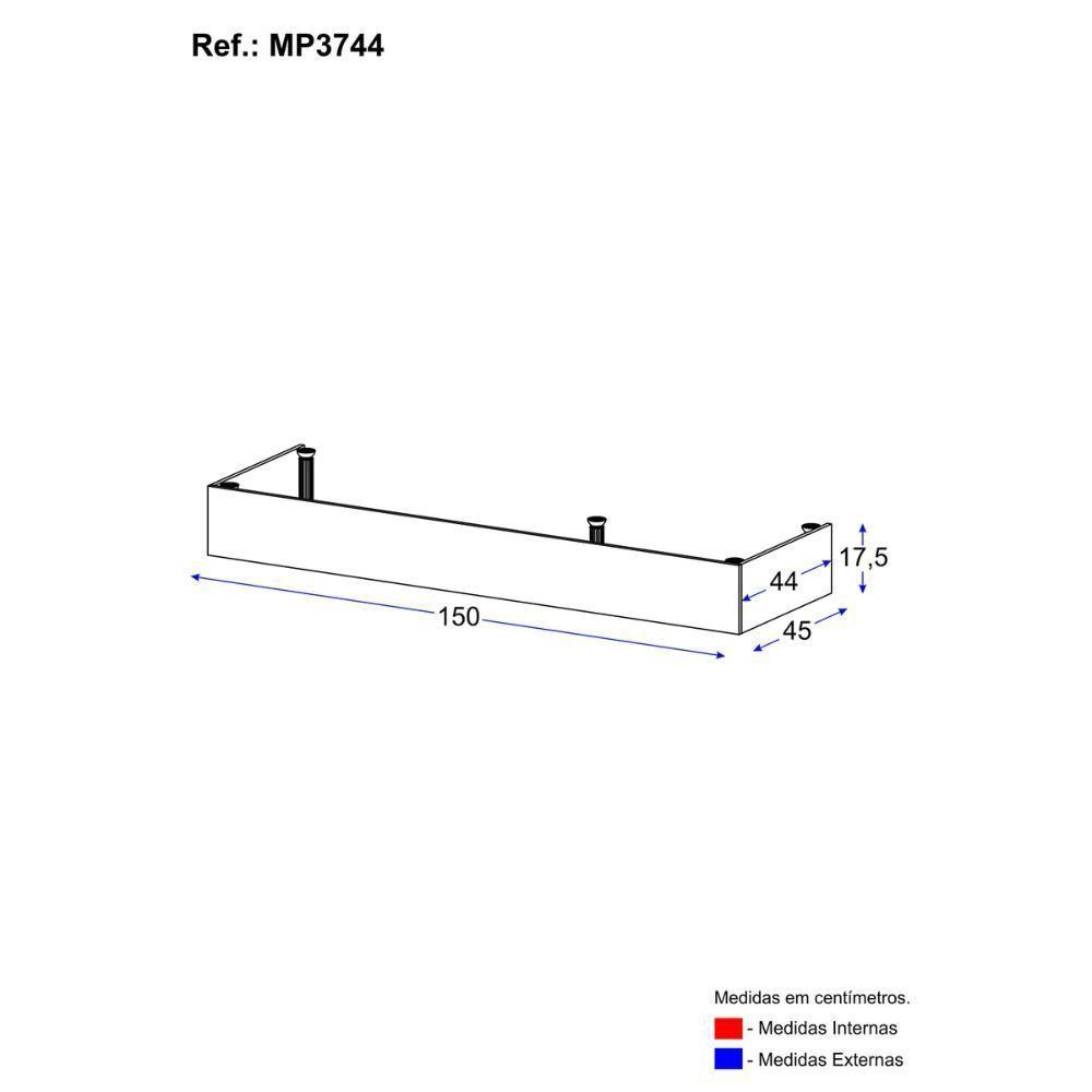 Kit Rodapé Para Balcão Cozinha 150cm Veneza Com Pés Multimóveis Mp3744 Preto - 3