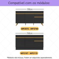 Kit Rodapé Para Balcão Cozinha 150cm Veneza Com Pés Multimóveis Mp3744 Preto - 2