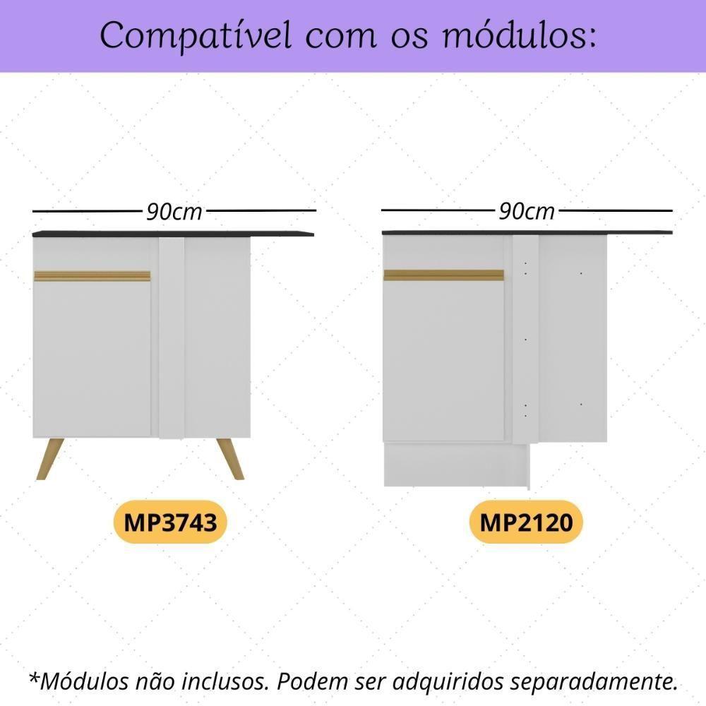 Kit Rodapé Para Balcão Cozinha De Canto Veneza Com Pés Multimóveis Mp3745 Branco - 2