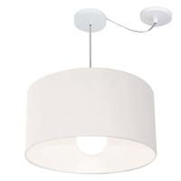 Lustre Pendente Cilíndrico Com Desvio Md-4234 Cúpula Em Tecido 60x30cm Branco - Bivolt - 1