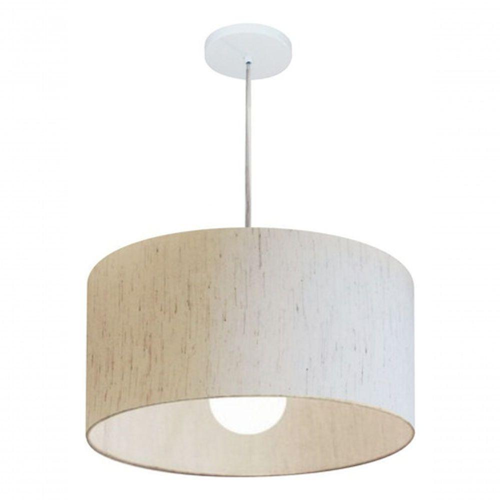 Lustre Pendente Cilíndrico Vivare Md-4203 Cúpula Em Tecido 45x21cm - Bivolt Linho Bege 127/220v - 3