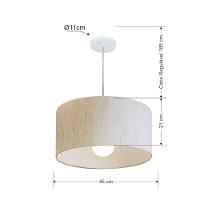 Lustre Pendente Cilíndrico Vivare Md-4203 Cúpula Em Tecido 45x21cm - Bivolt Linho Bege 127/220v - 2