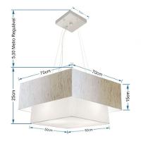 Lustre Pendente Duplo Quadrado Vivare Md-4083 Cúpula Em Tecido 70x50cm - Bivolt Linho-bege-branco 127/220v - 4