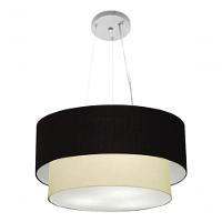 Lustre Pendente Duplo Cilíndrico Vivare Md-4061 Cúpula Em Tecido 50x40cm - Bivolt Preto-bege 127/220v - 8