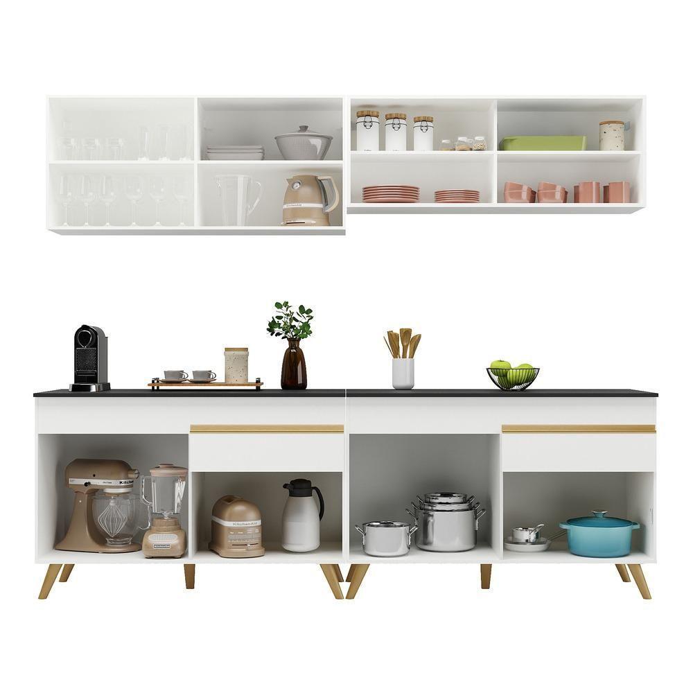 Cozinha Compacta Multimóveis Veneza Gw Fg3696 Com Armário E Balcão Branca - 3