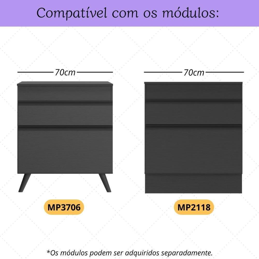 Kit 2 Puxadores 68,6cm Para Balcão Cozinha 70cm Veneza Multimóveis Mp3082 Preto - 2