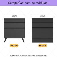 Kit 2 Puxadores 68,6cm Para Balcão Cozinha 70cm Veneza Multimóveis Mp3082 Preto - 2