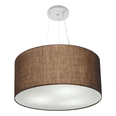 Lustre Pendente Cilíndrico Vivare Md-4192 Cúpula Em Tecido 55x30cm - Bivolt Café 127/220v