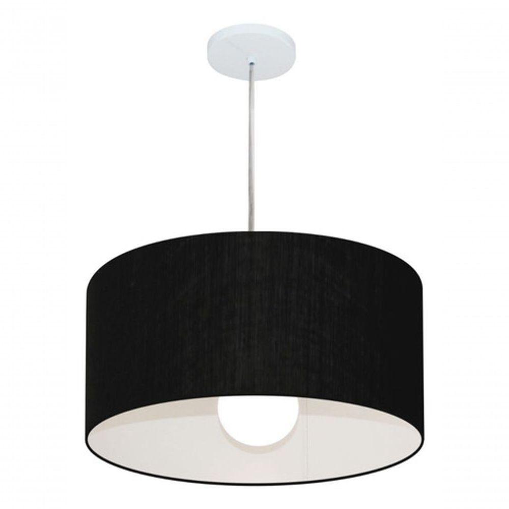 Lustre Pendente Cilíndrico Vivare Md-4204 Cúpula Em Tecido 45x25cm - Bivolt Preto 127/220v - 3