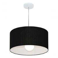 Lustre Pendente Cilíndrico Vivare Md-4204 Cúpula Em Tecido 45x25cm - Bivolt Preto 127/220v - 3