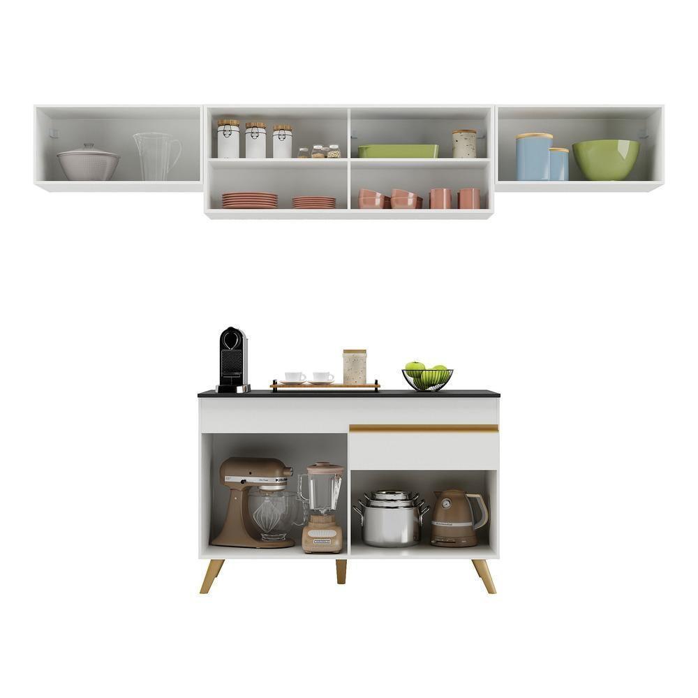 Cozinha Compacta Multimóveis Veneza Gw Fg3698 Com Armário E Balcão Branca - 7