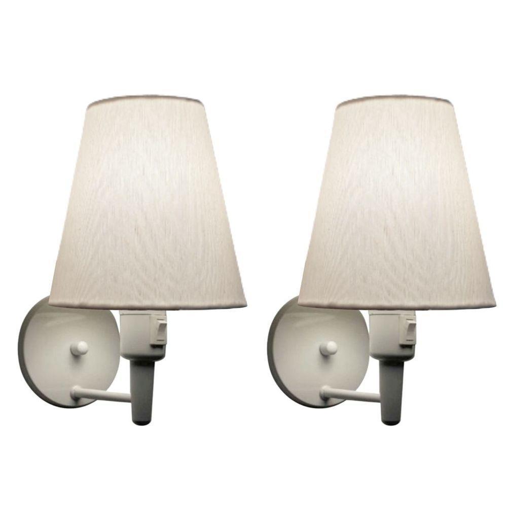 Kit/2 Arandela Cone Md-2013 Branco C/ Inter Liga E Desl Cúpula Em Tecido Branco - Bivolt - 1