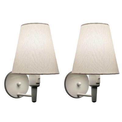 Kit/2 Arandela Cone Md-2013 Branco C/ Inter Liga E Desl Cúpula Em Tecido Branco - Bivolt